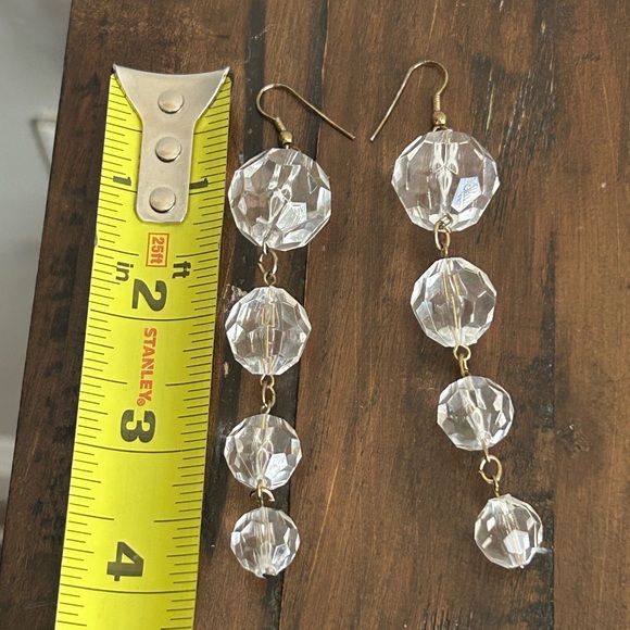 90’s Vintage Faux Crystal Bead Drop Earrings 90s - Picture 6 of 9